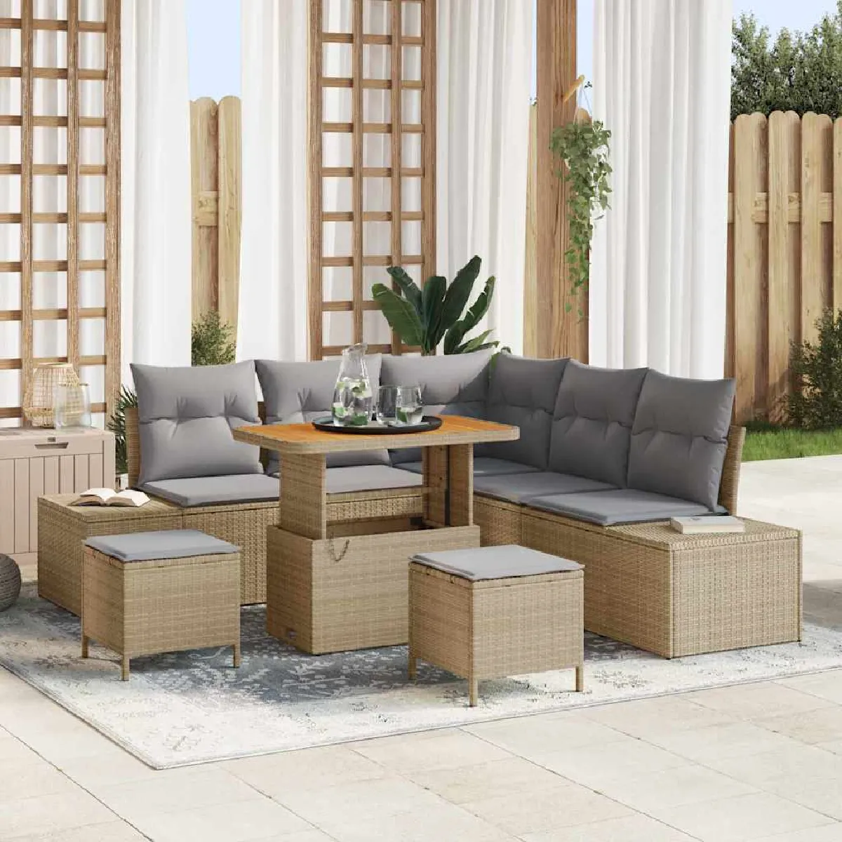 vidaXL Ensemble de canapé de jardin 8 pcs Poly rotin - vue 10