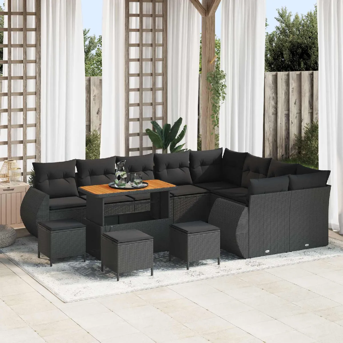 vidaXL Ensemble de canapé de jardin 13 pcs Poly Rattan - vue 4