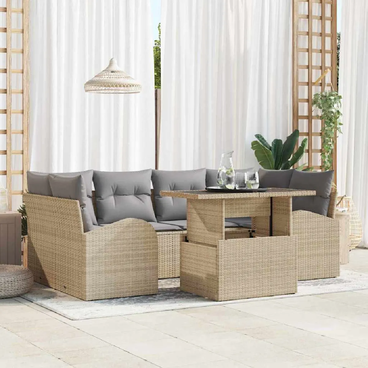 vidaXL Ensemble de canapé de jardin 7 pcs Poly Rattan - vue 8
