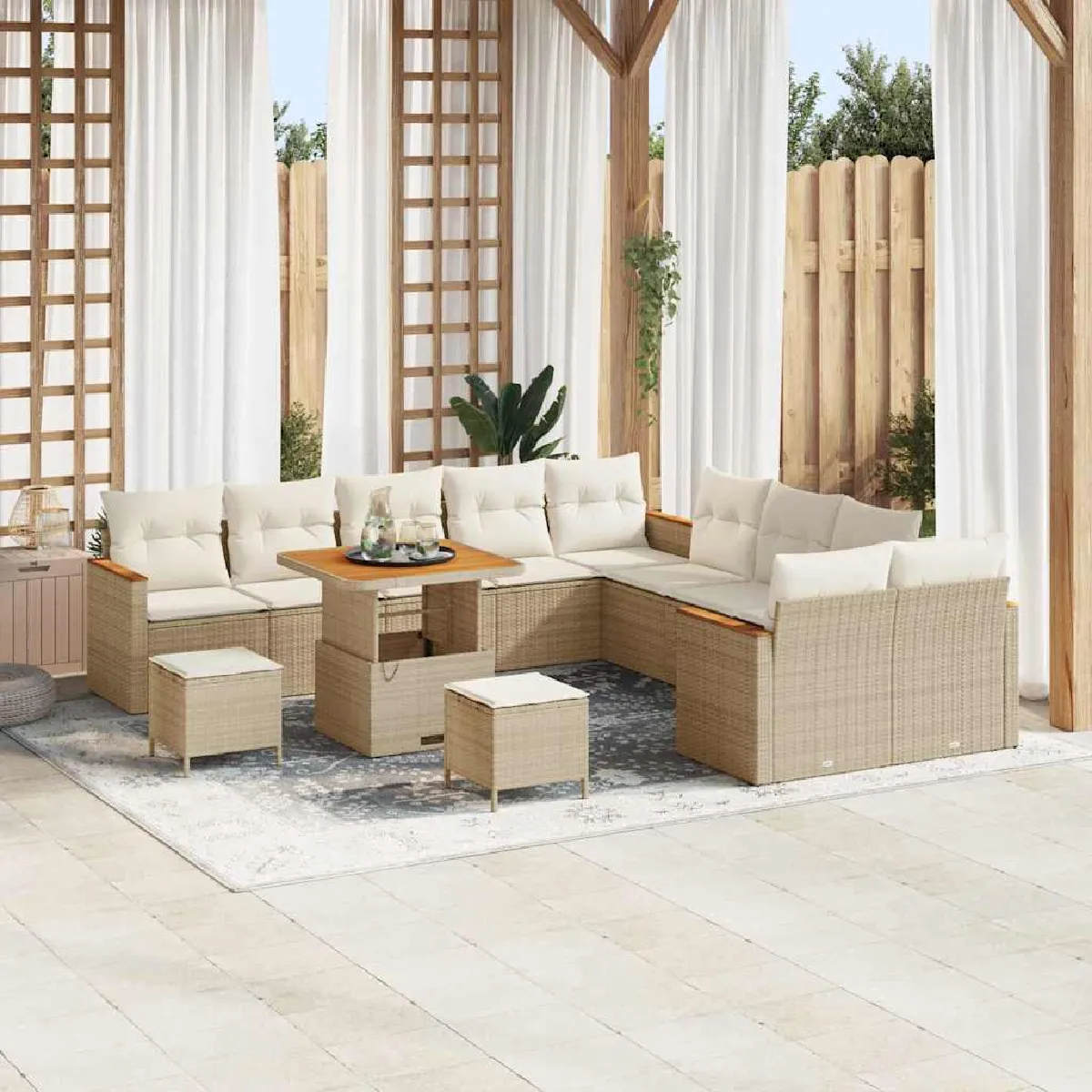 vidaXL Ensemble de canapé de jardin 13 pcs Poly rotin - vue 9