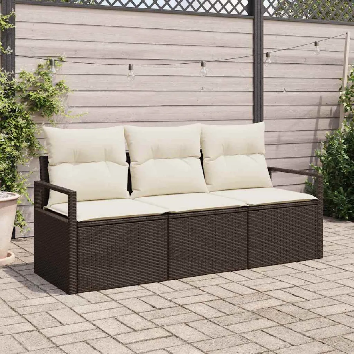 vidaXL Ensemble de canapé de jardin 3 pcs et polyrotin