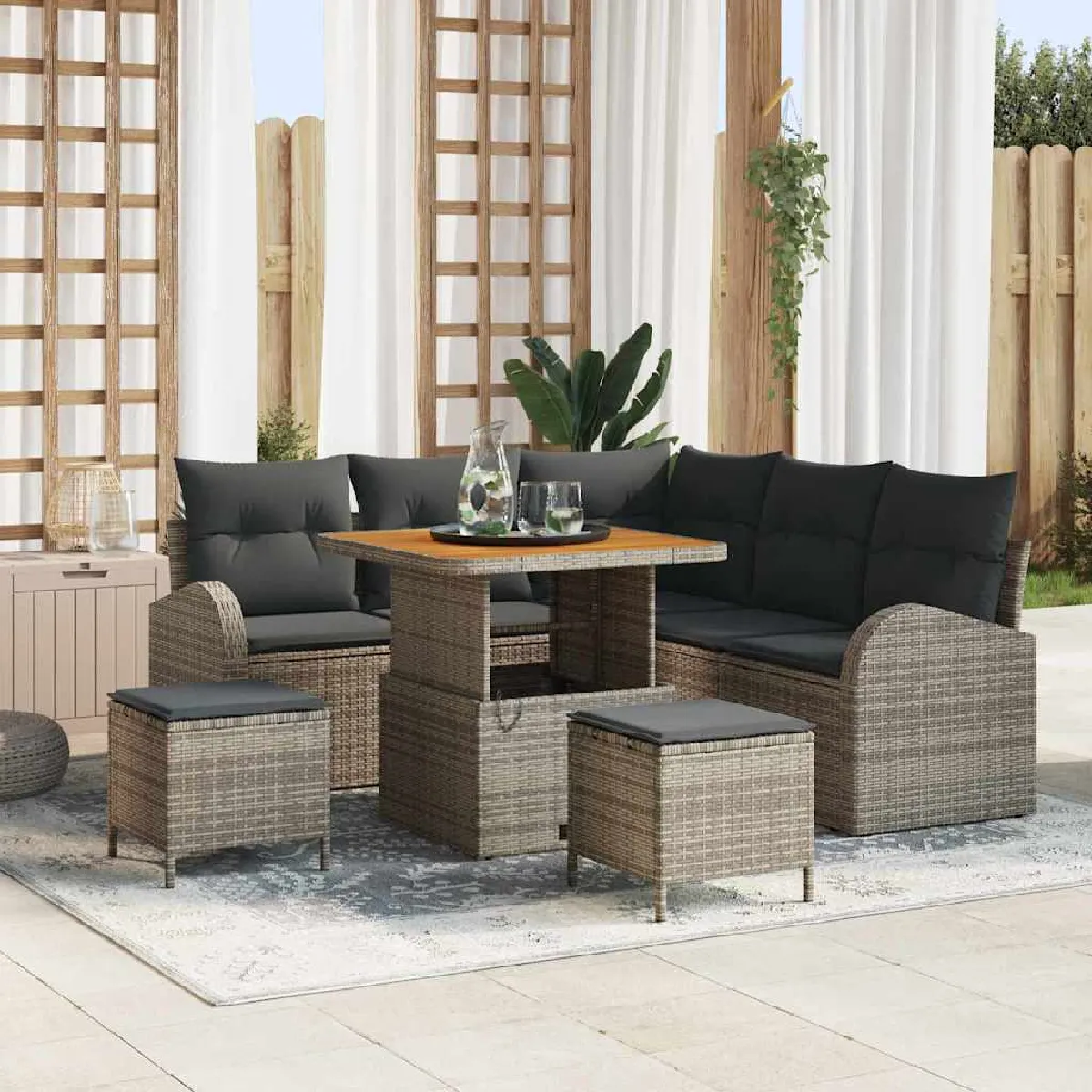 vidaXL Ensemble de canapé de jardin avec coussin 8 pcs - vue 3