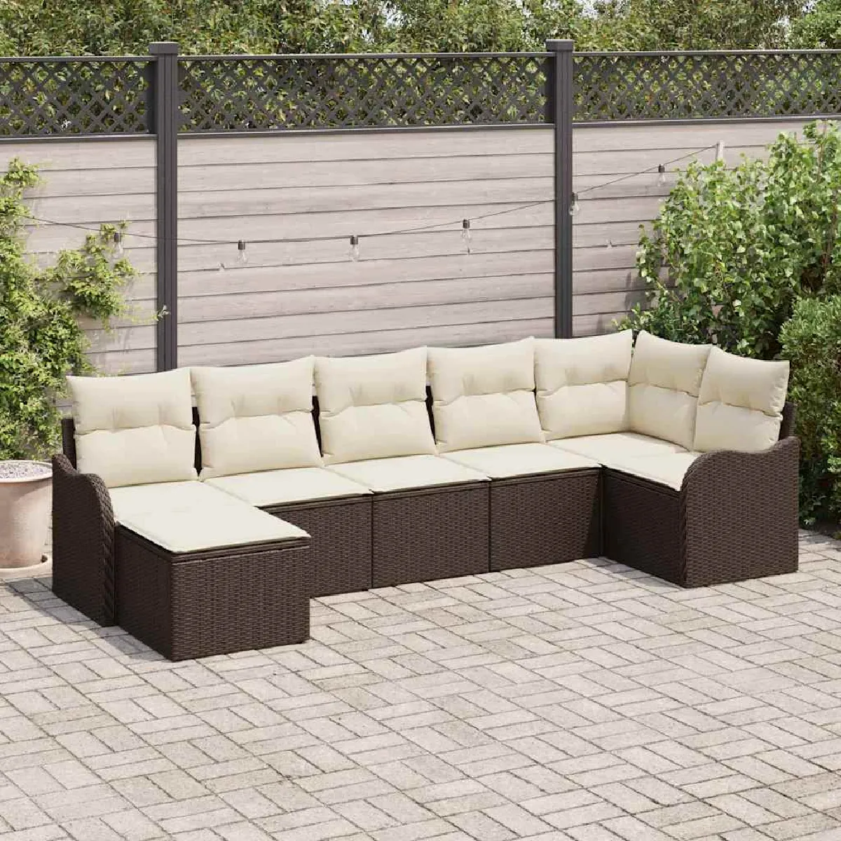 vidaXL Ensemble de canapé de jardin 7 pcs et Poly rotin - vue 3