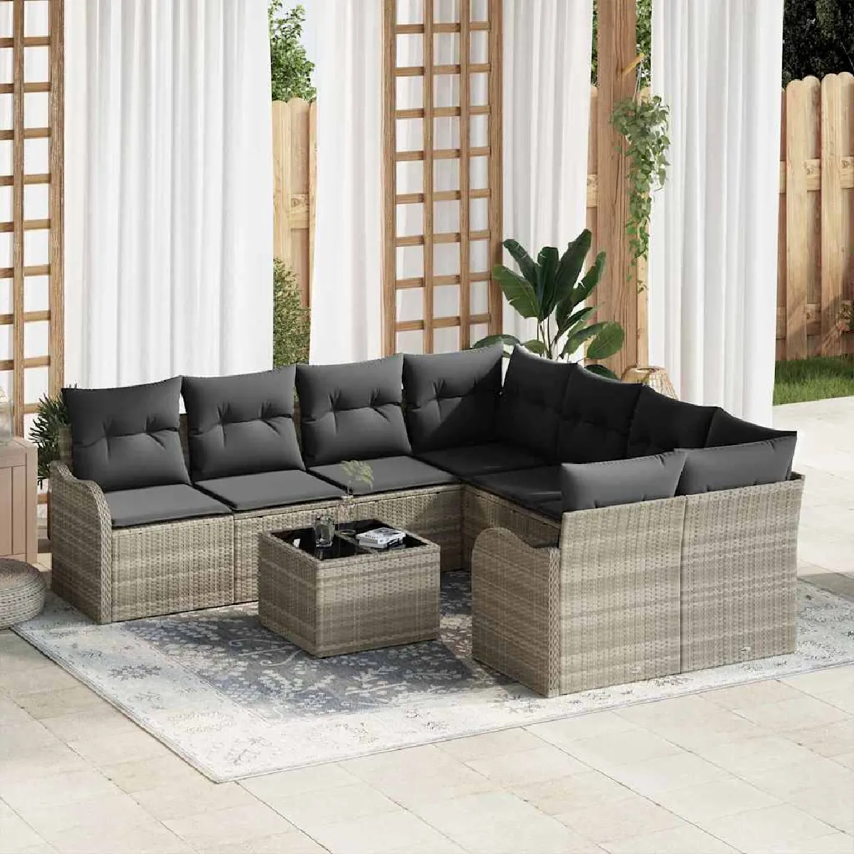 vidaXL Ensemble de canapé de jardin 9 pcs et - vue 7