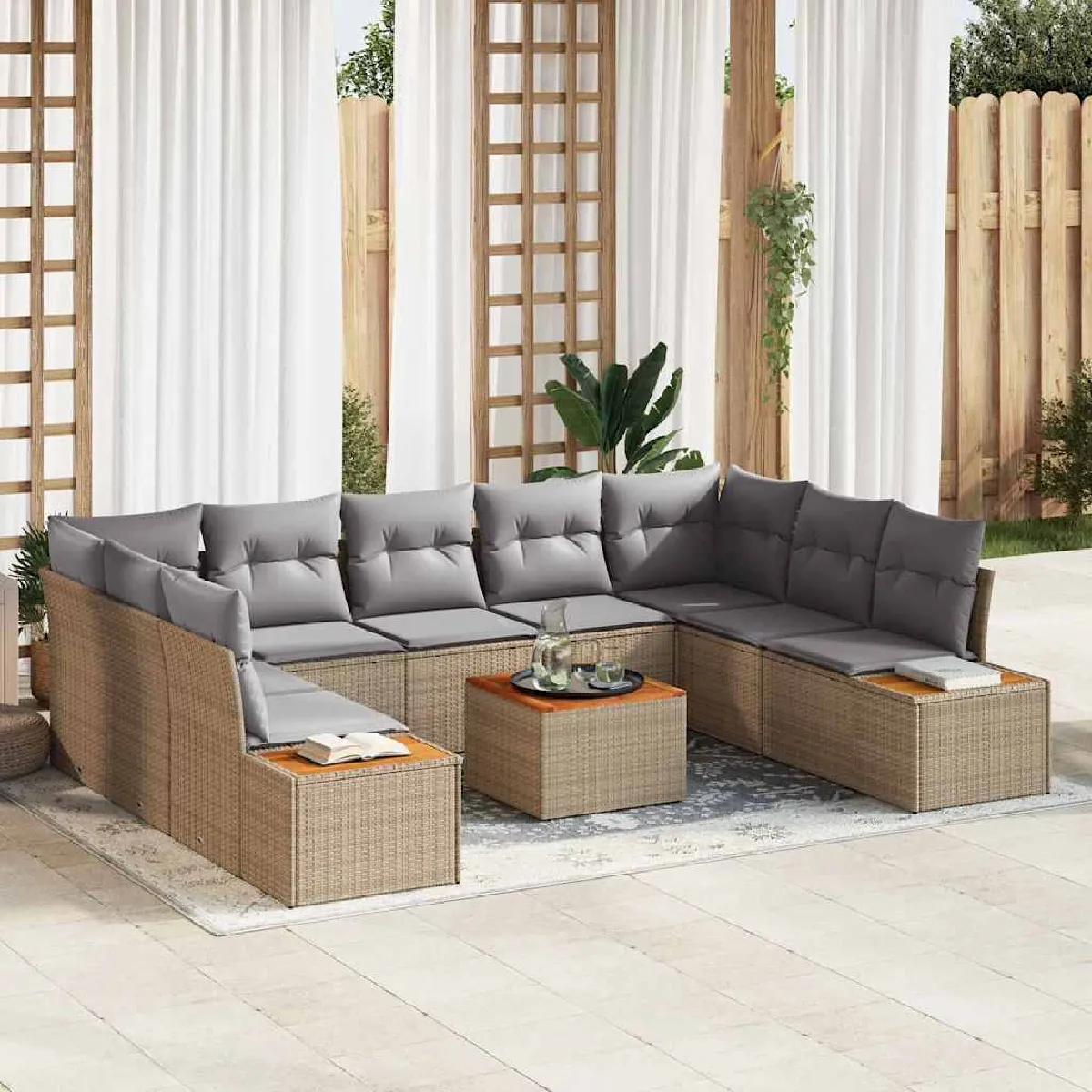 vidaXL Ensemble de canapé de jardin avec coussin 5 pcs et - vue 5