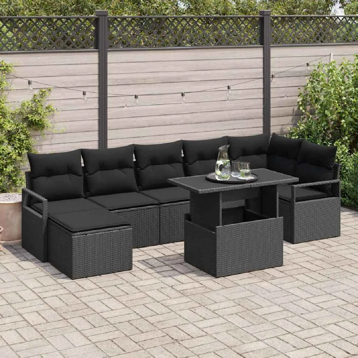vidaXL Ensemble de canapé de jardin avec stockage 8 pcs polyrotin - vue 6