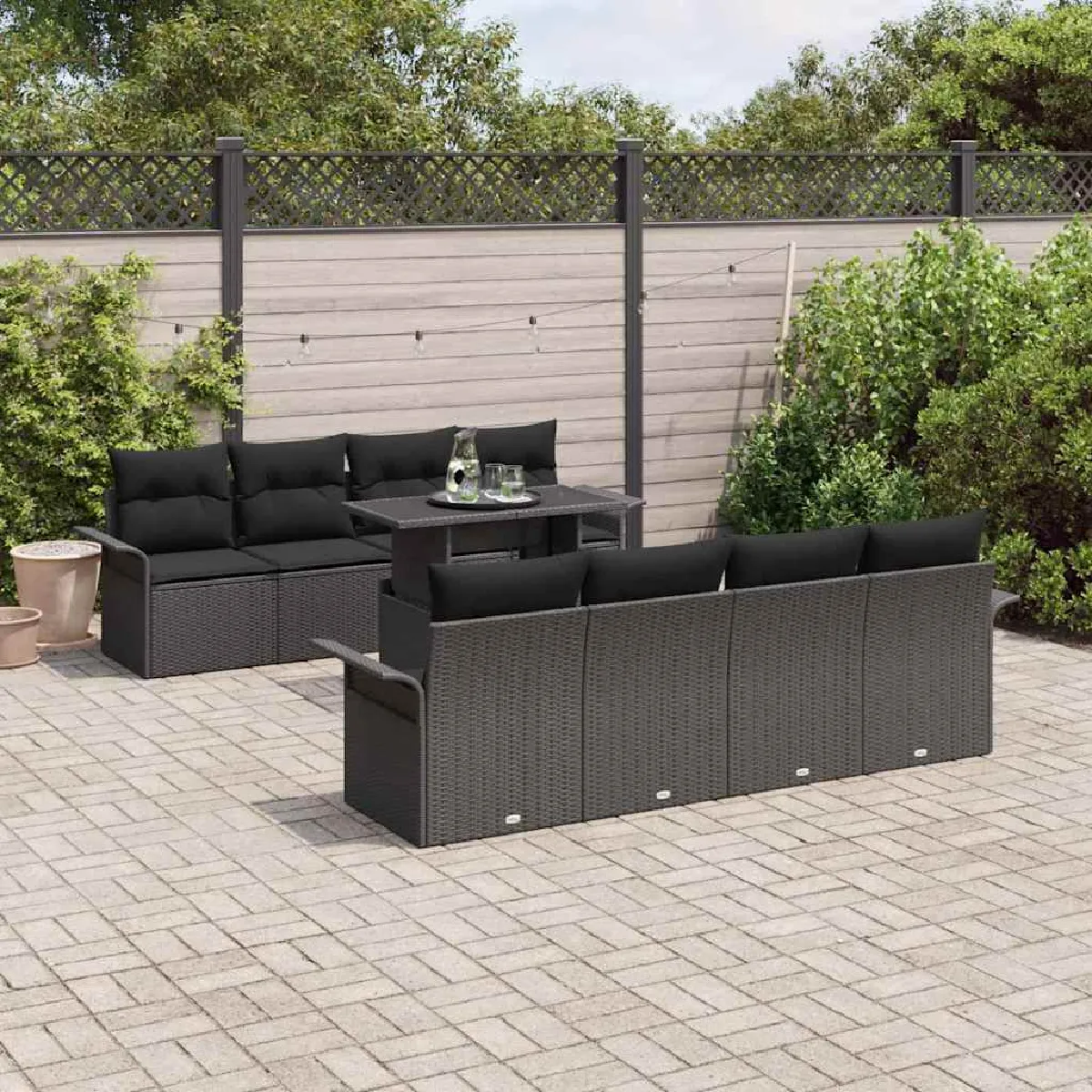 vidaXL Ensemble de canapé de jardin 9 pcs Poly Rattan - vue 8