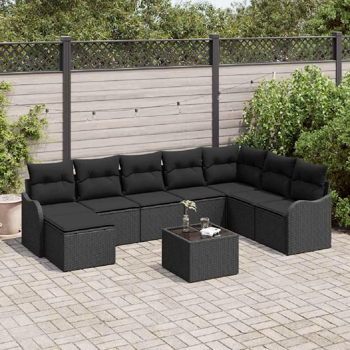 vidaXL Ensemble de canapé de jardin 9 pcs polyrotin - vue 7