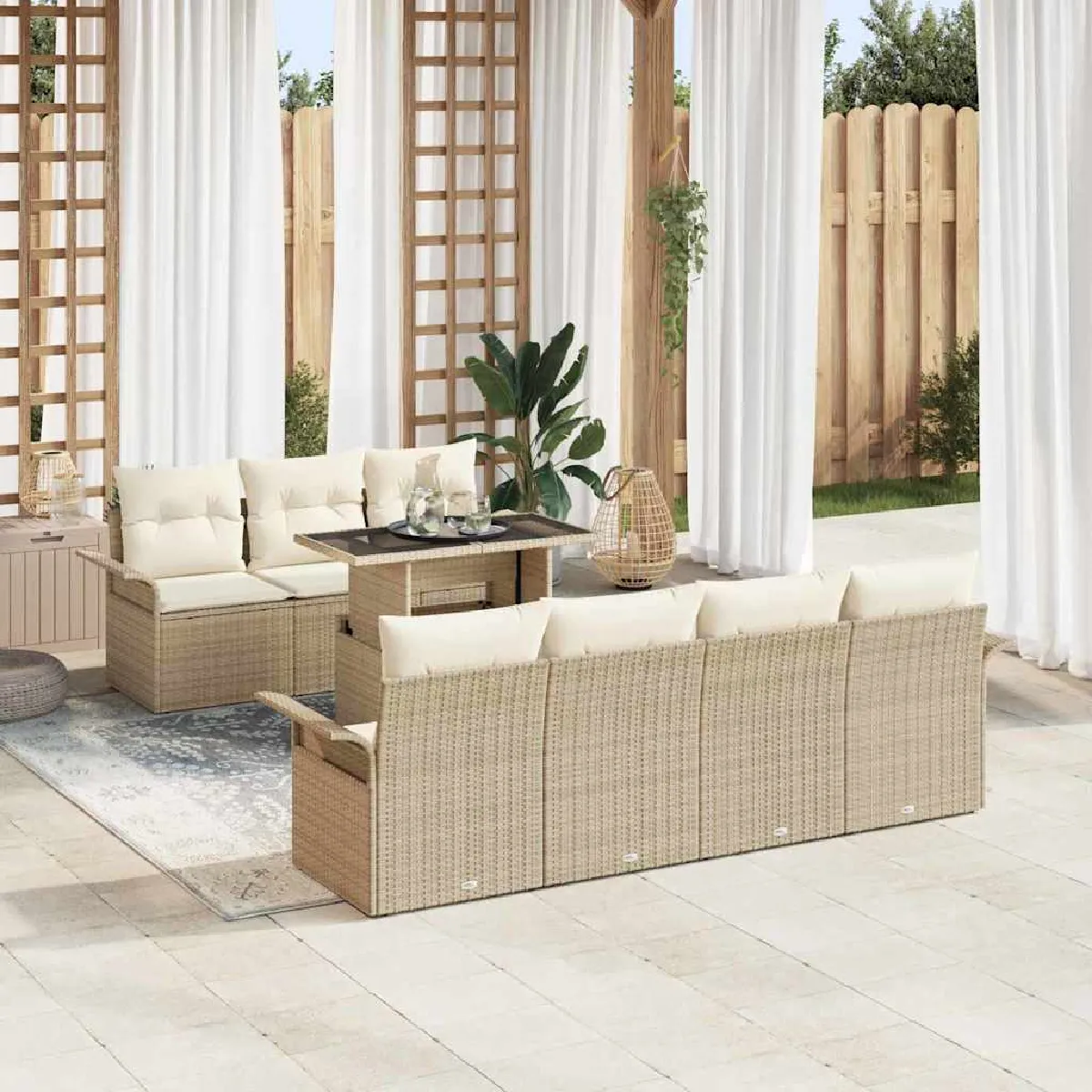 vidaXL Ensemble de canapé de jardin 8 pcs Poly Rattan - vue 6
