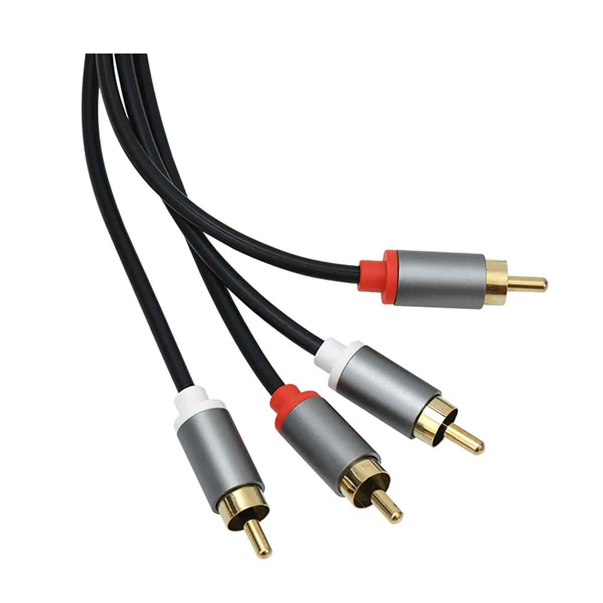 Avizar Noir Câble Audio 2 Rca Vers 2 Rca Double Blindage Avec Connecteurs Plaqués Or 1,5M