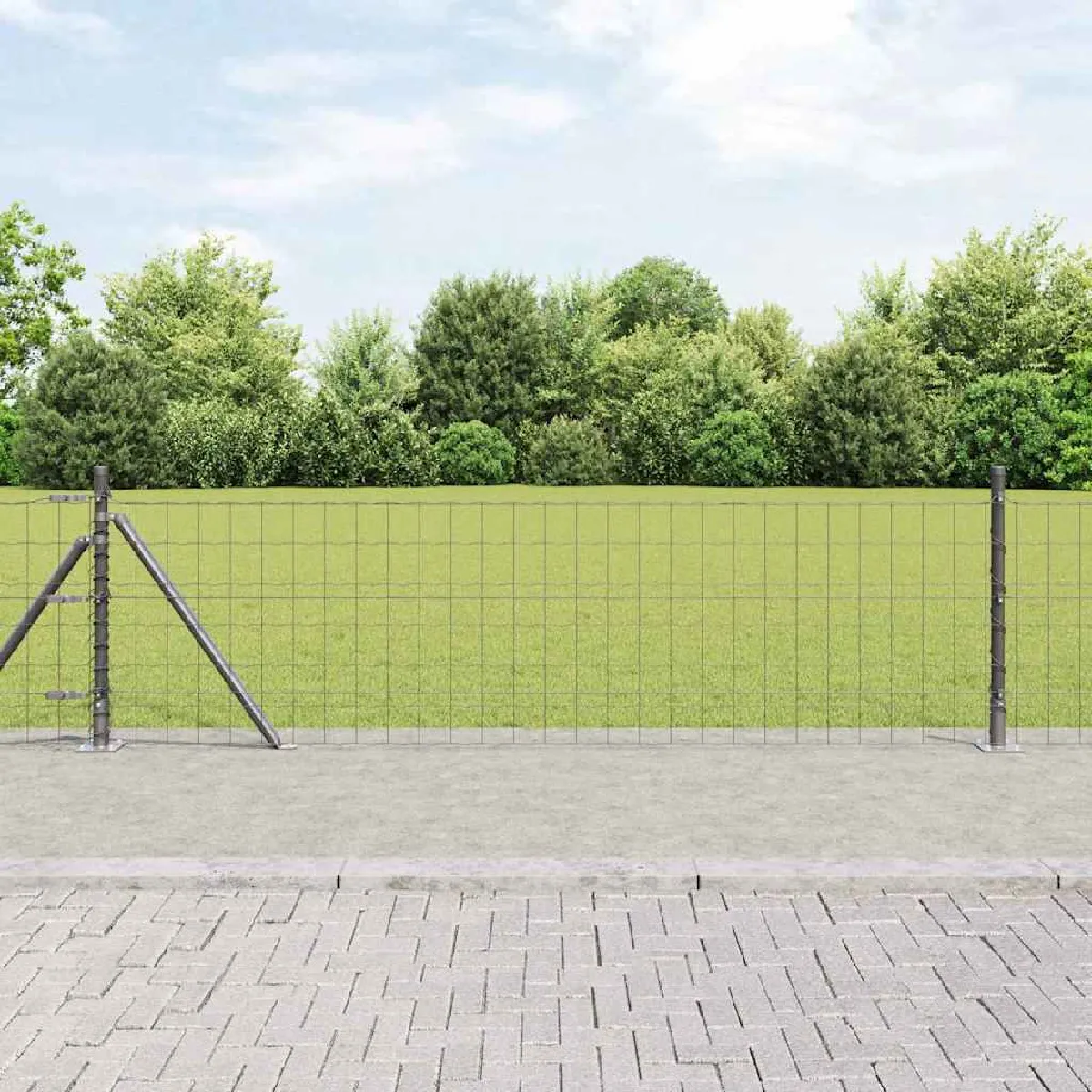 vidaXL Clôture en fil soudé avec base en béton 10 x 0,4 m (l x h)