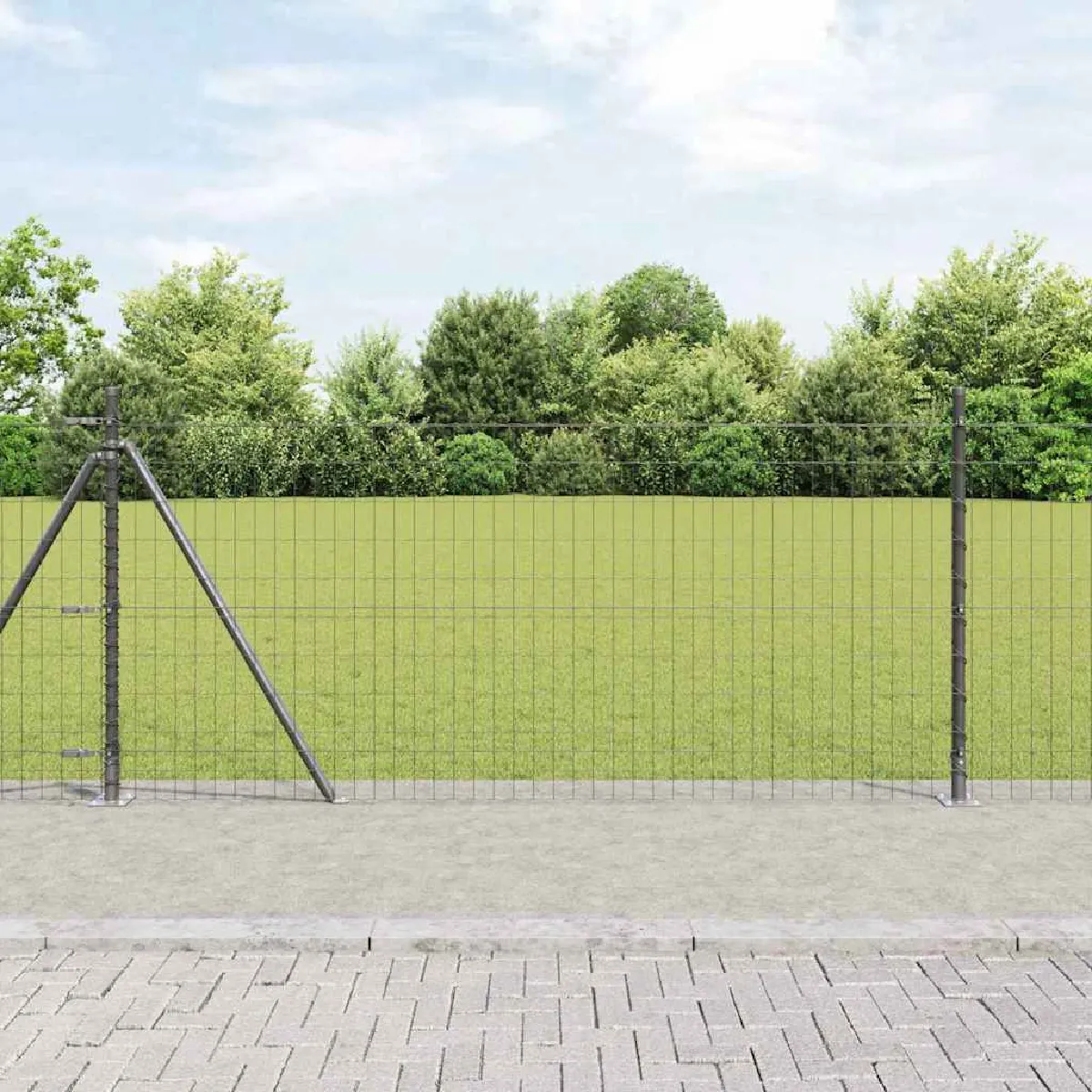 vidaXL Clôture avec poteau 1 x 25 Acier et PVC - vue 4