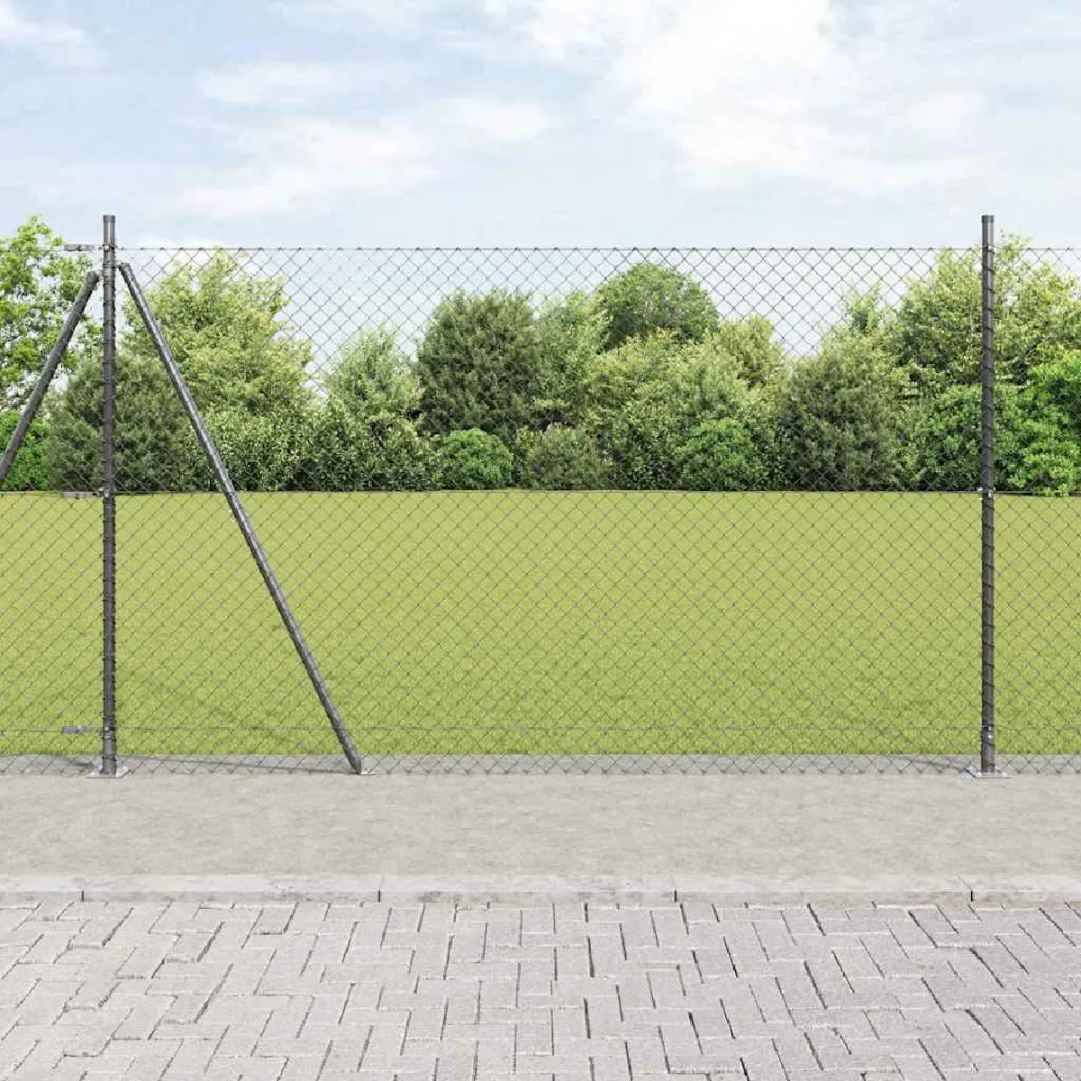 vidaXL Clôture en fil soudé avec base en béton 10 x 1,4 m (L x H)