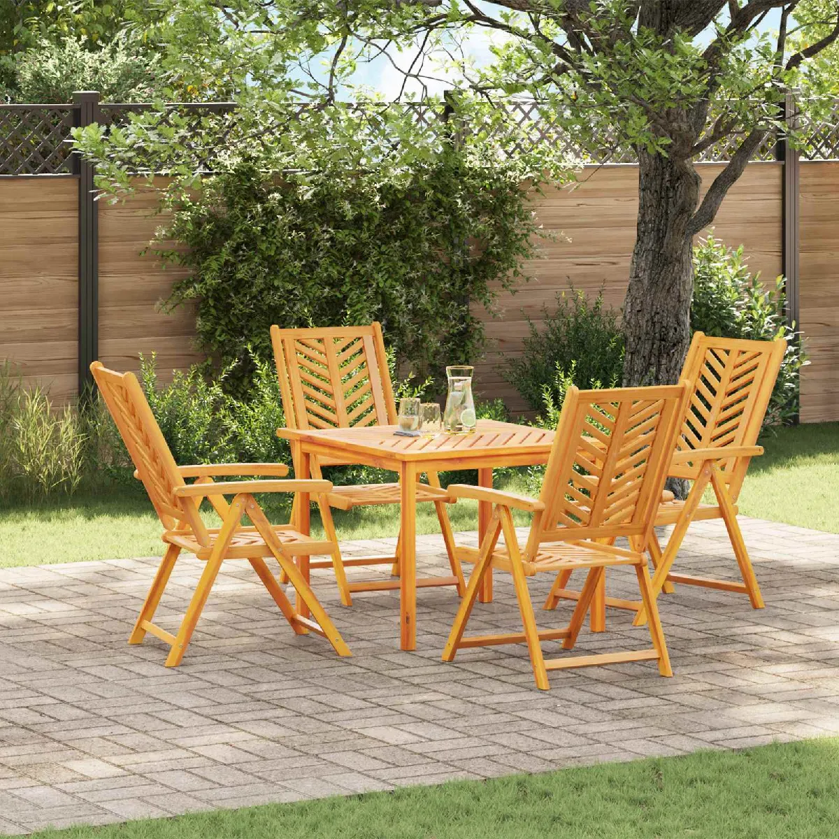 vidaXL Chaises de jardin inclinables 4 pcs Bois massif acacia - vue 2