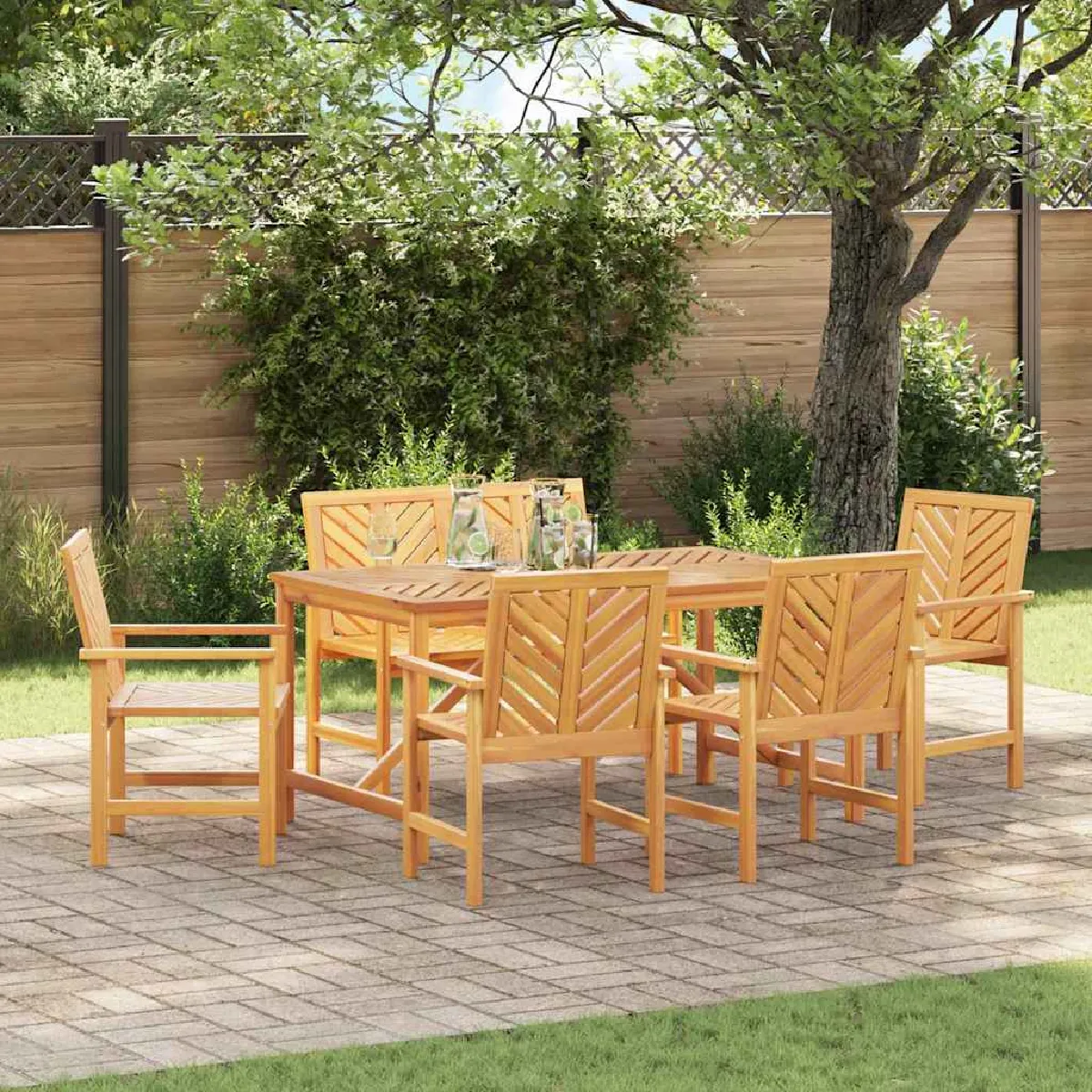 vidaXL Ensemble de salle à manger jardin 7 pièces rotin PE - vue 2