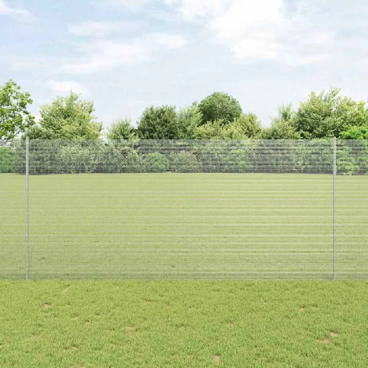 vidaXL Clôture en fil soudé avec poteau 25 x 1,4 m Argenté Maille