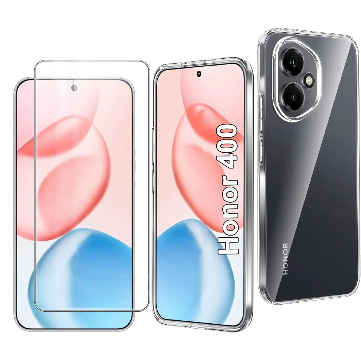 Little Boutik Coque En Silicone Avec Verre Trempé Honor 400 5G - Transparent