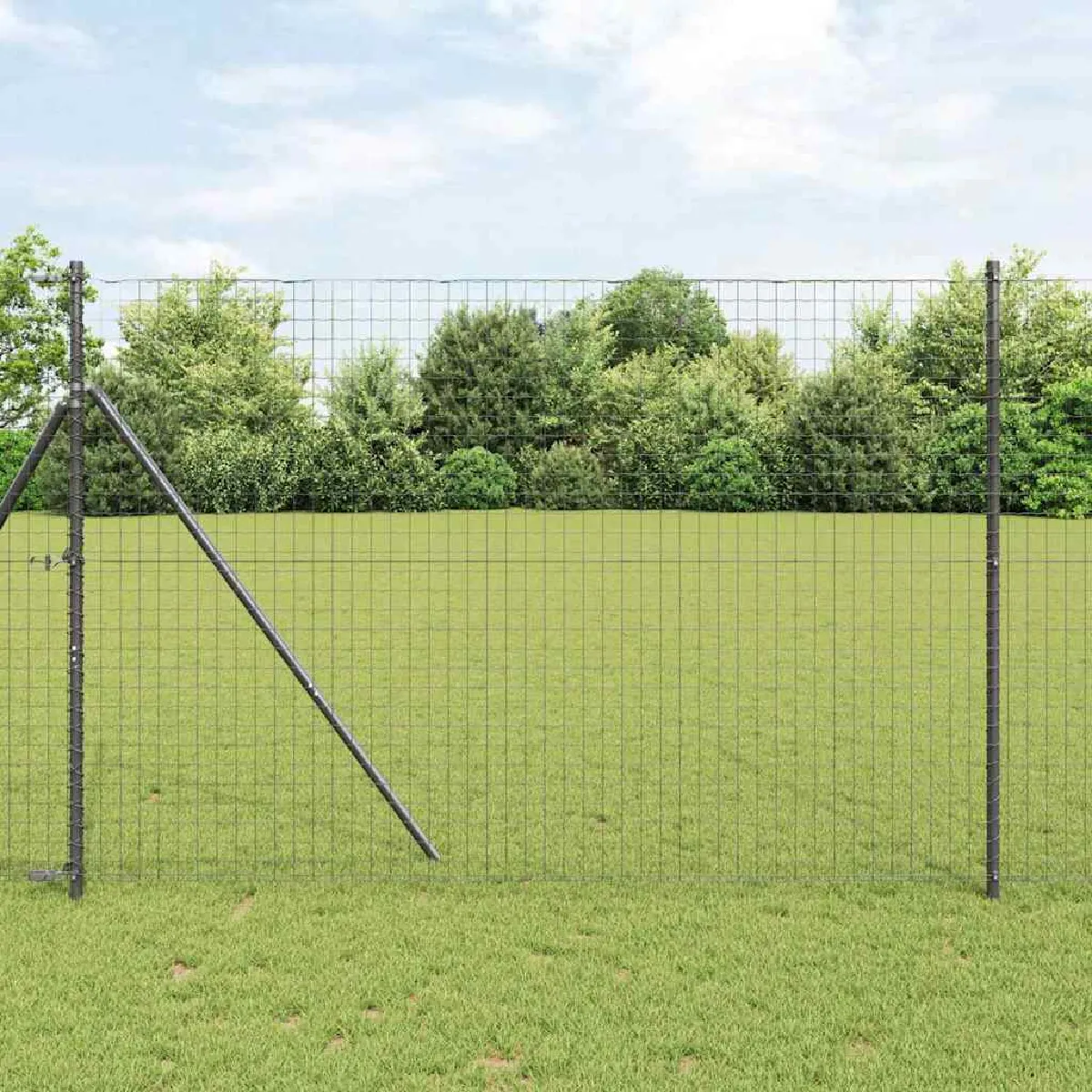 vidaXL Poteaux de clôture avec plaques de base 13 pcs Ø32mm 70cm en acier galvanisé - vue 3