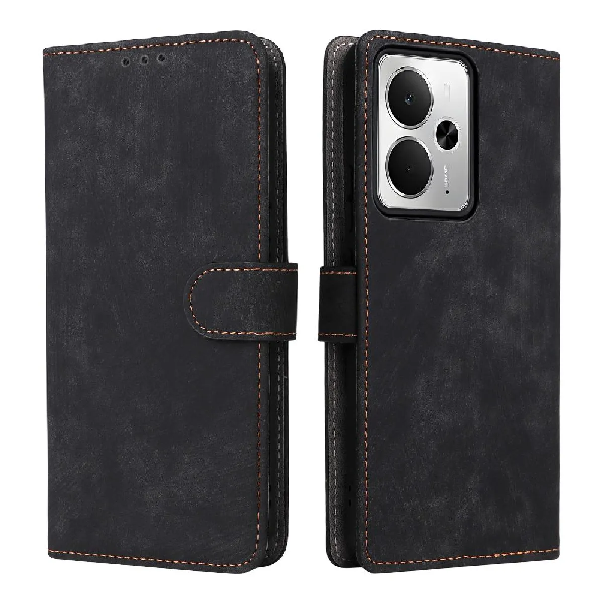 Gangxun - Étui Portefeuille Realme 14 5G - Cuir - Noir - Image 2