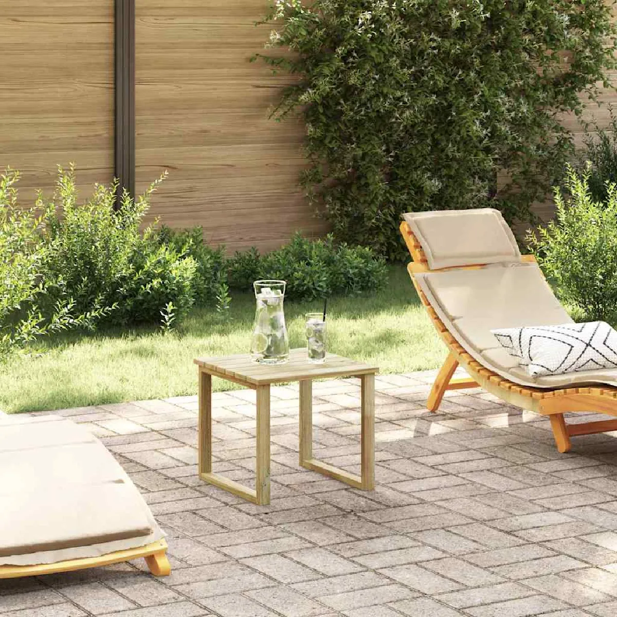vidaXL Table de bain de soleil 40x40x36 cm en bois de pin imprégné - vue 2