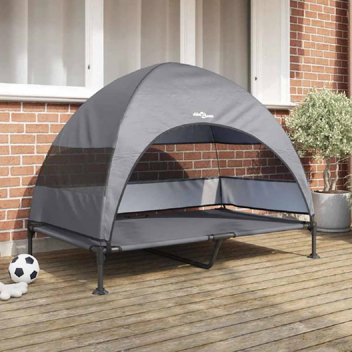 vidaXL Lit surélevé pour chien avec toit amovible Acier - vue 10