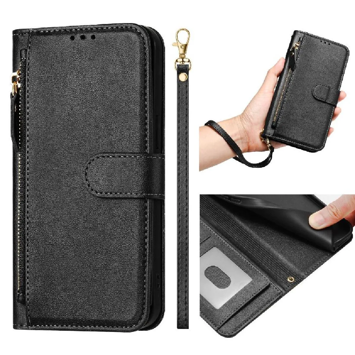Étui Portefeuille Huawei P30 Avec Verre Trempé – Noir/Rouge, Marque EbestStar, Neuf