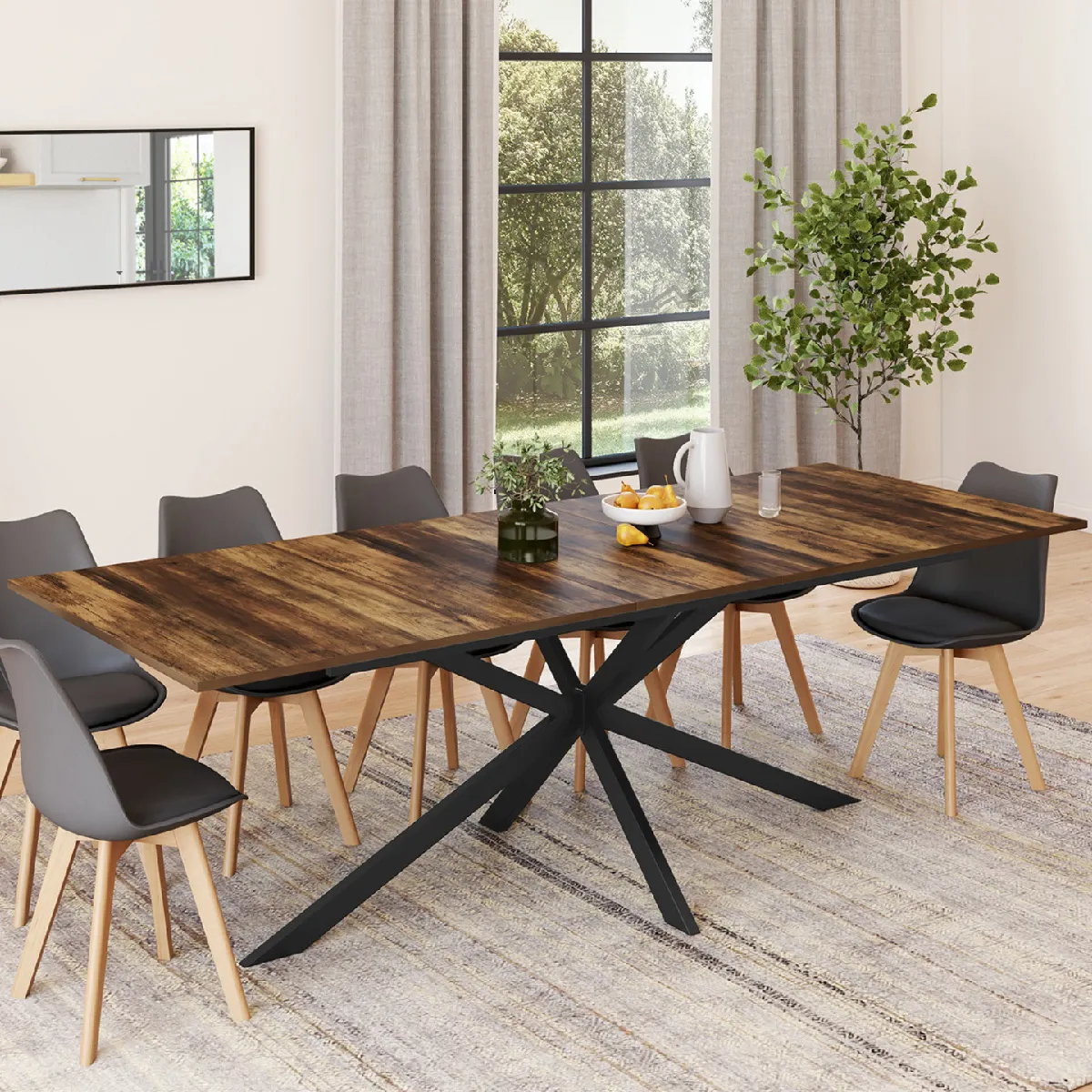 Idmarket Noir Table À Manger Extensible Rect