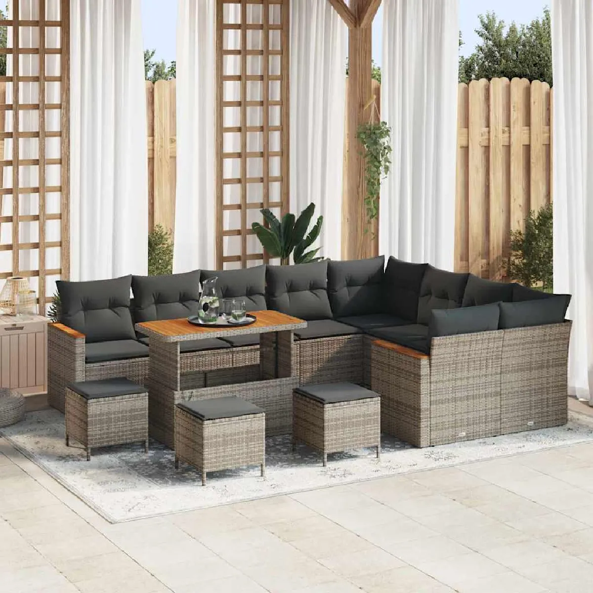 vidaXL Ensemble de canapé de jardin 13 pcs Poly Rattan - vue 4