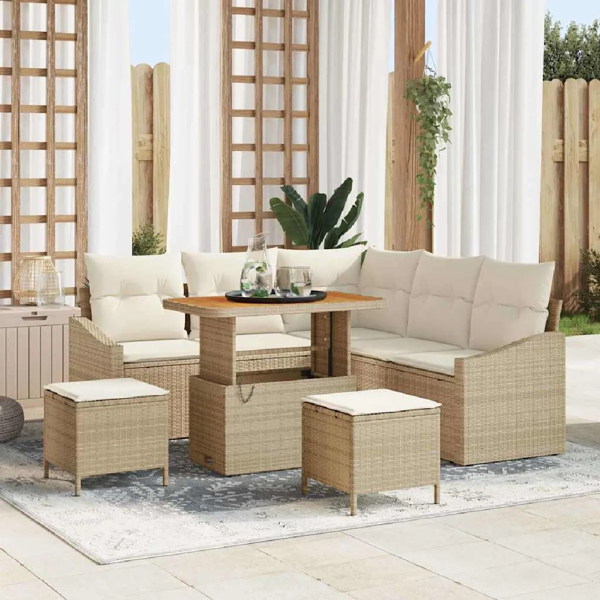 vidaXL Ensemble de canapé de jardin 6 pcs Poly Rattan - vue 6
