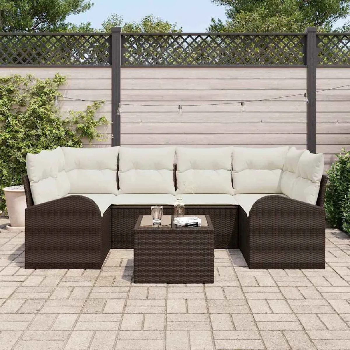 vidaXL Ensemble de canapé de jardin Marron 55 x 55 x 37 cm polyrotin