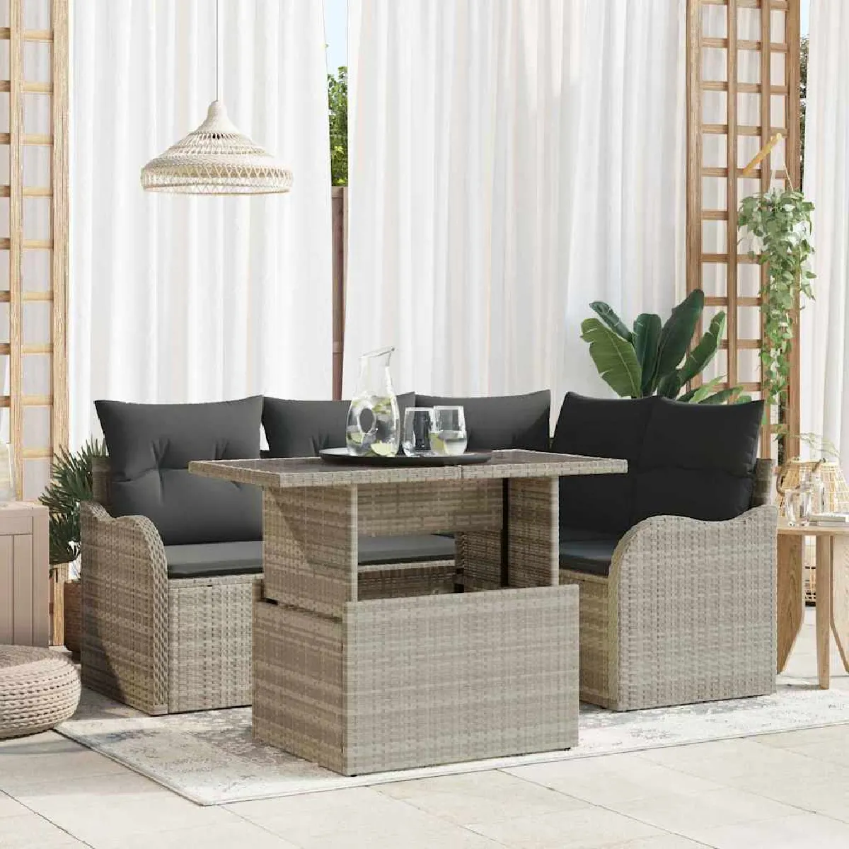 vidaXL Ensemble de canapé de jardin 5 pcs Poly Rattan - vue 10