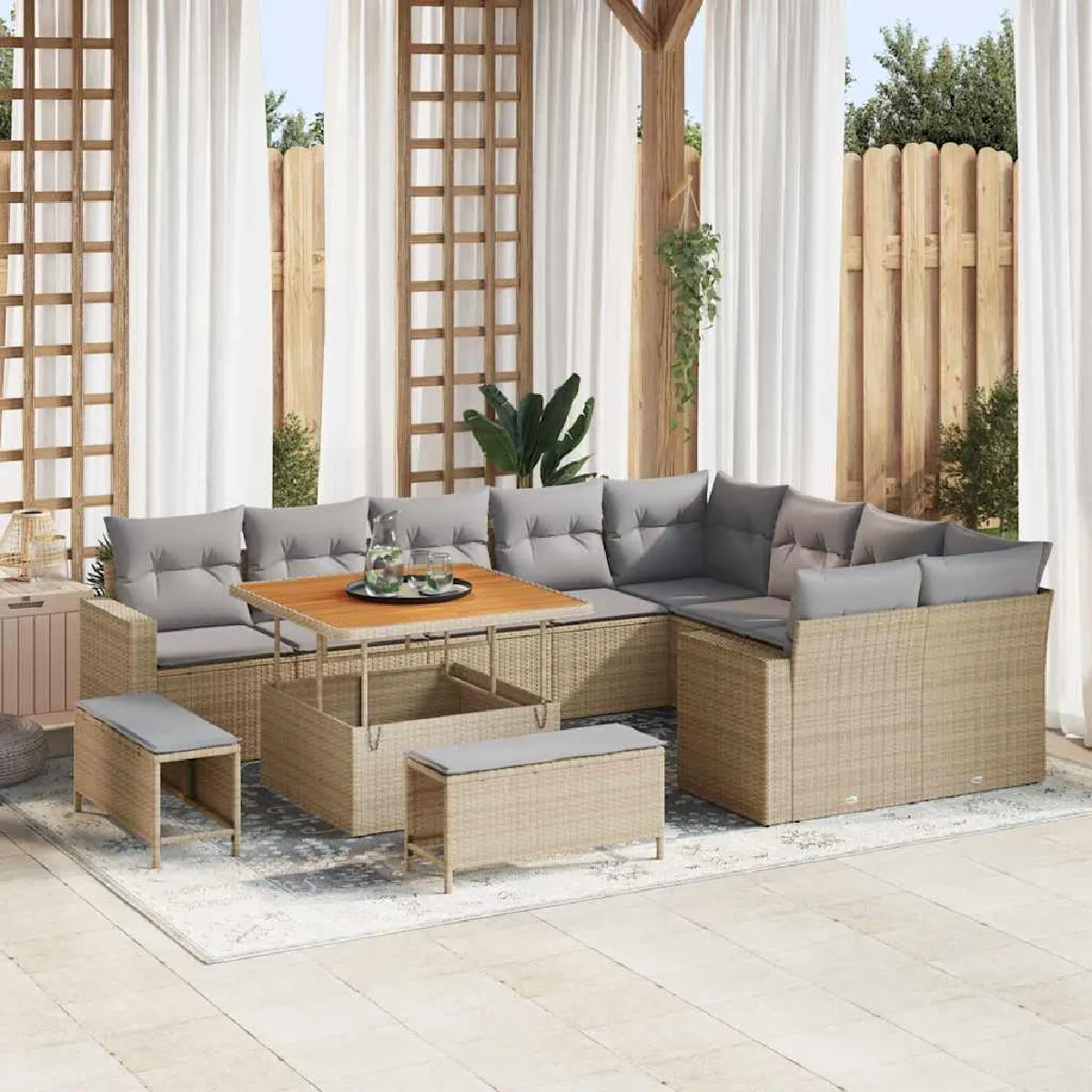 vidaXL Ensemble de canapé de jardin 12 pcs polyrotin - vue 10