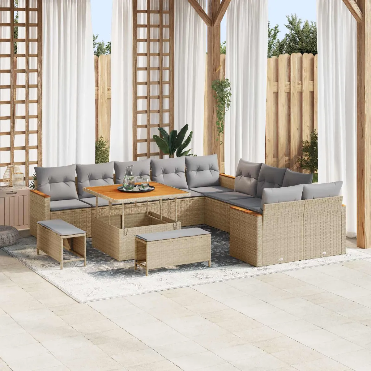 vidaXL Ensemble de canapé de jardin 13 pcs polyrotin - vue 3