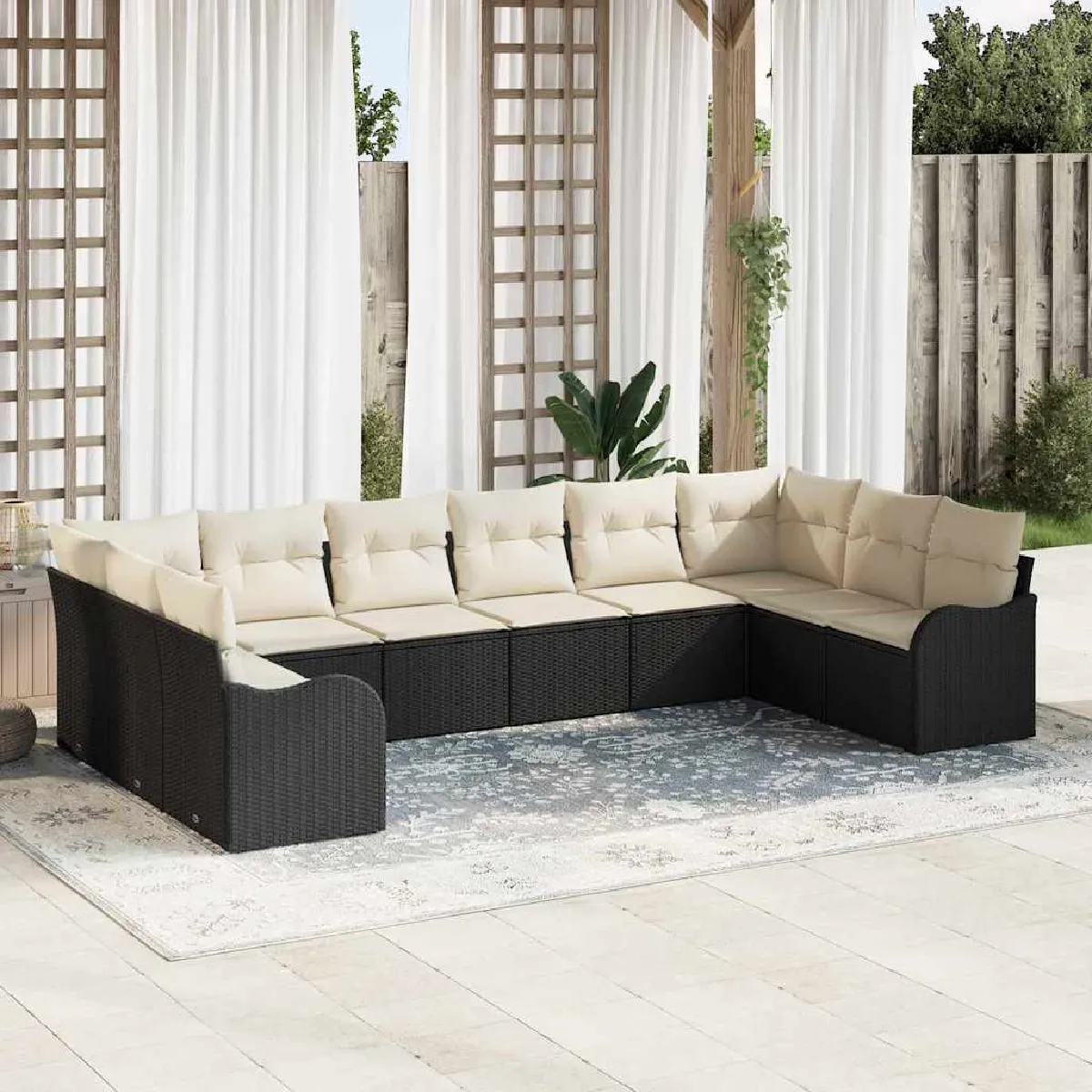 VIDAXL - Ensemble de canapés de jardin - 10 pièces - Noir - Image 3