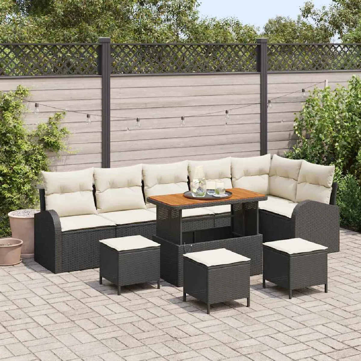 vidaXL Ensemble de canapé de jardin 10 pcs Noir Poly rotin