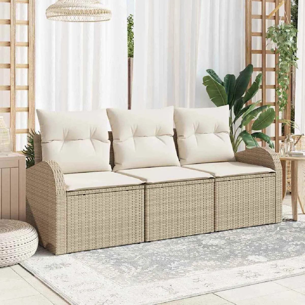 vidaXL Ensemble de canapé de jardin Beige polyrotin