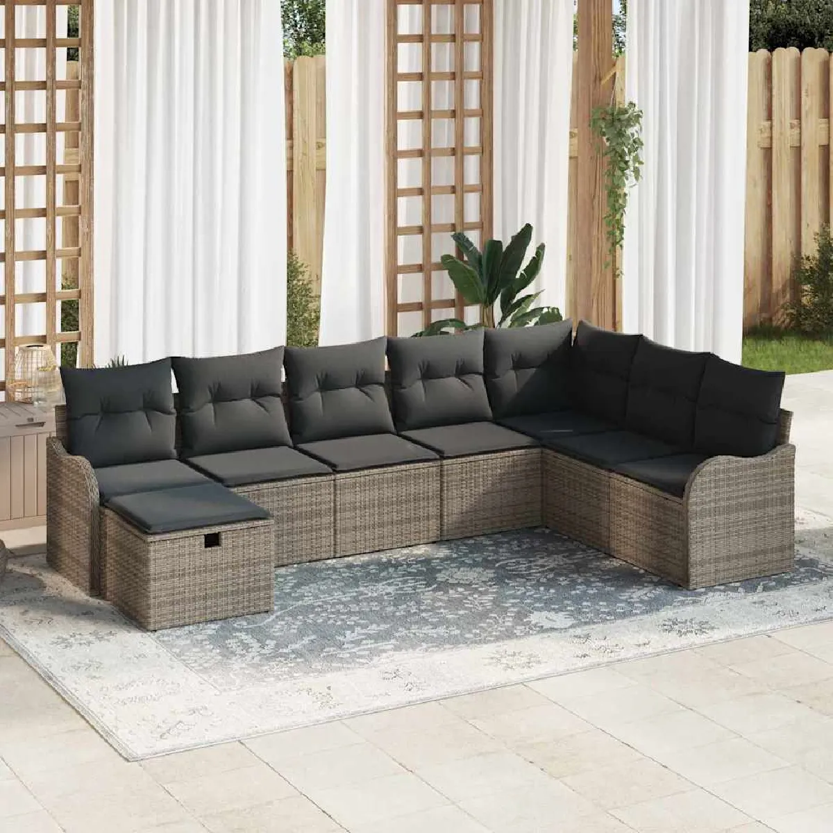 vidaXL Ensemble de canapé de jardin 9 pcs 55 x 62 x 69 cm - vue 7