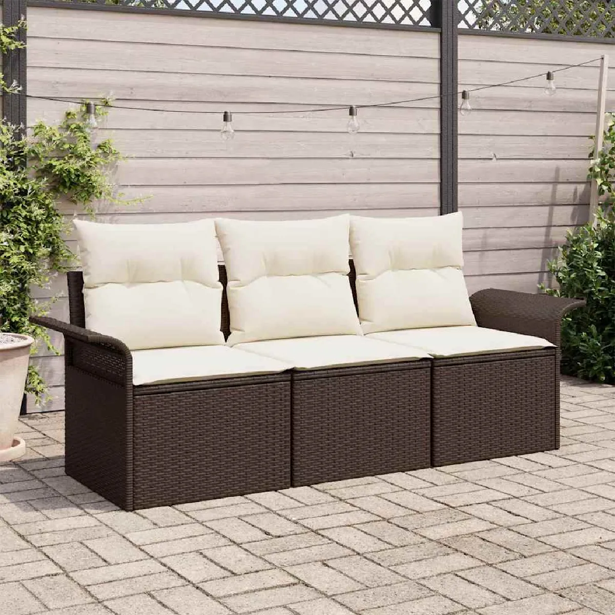 vidaXL Ensemble de canapé de jardin 3 pcs Poly rotin