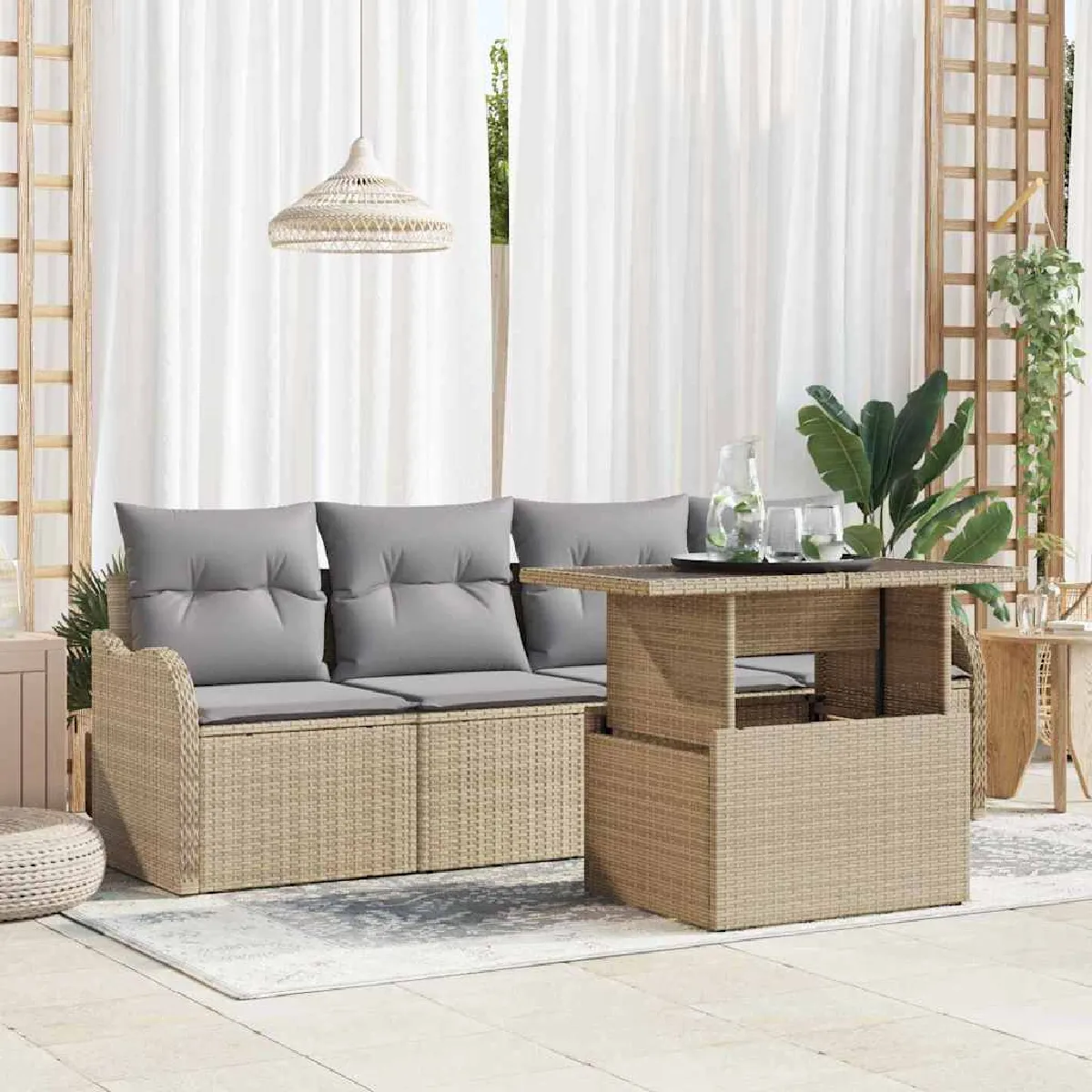 vidaXL Ensemble de canapé de jardin 5 pcs Poly Rattan - vue 5