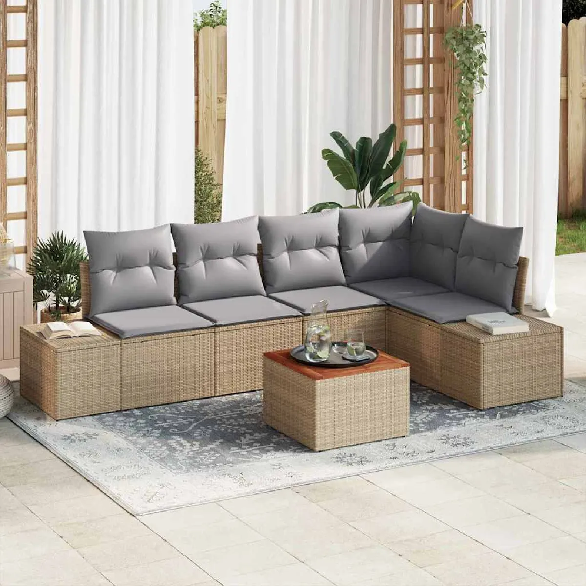 vidaXL Ensemble de canapé de jardin 6 pcs et - vue 3