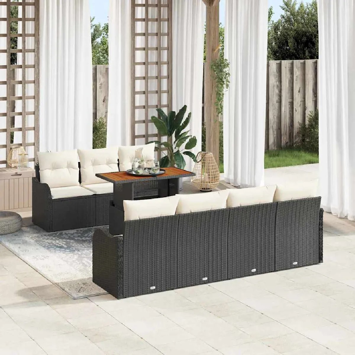 vidaXL Ensemble de canapé de jardin 8 pcs Noir Poly rotin