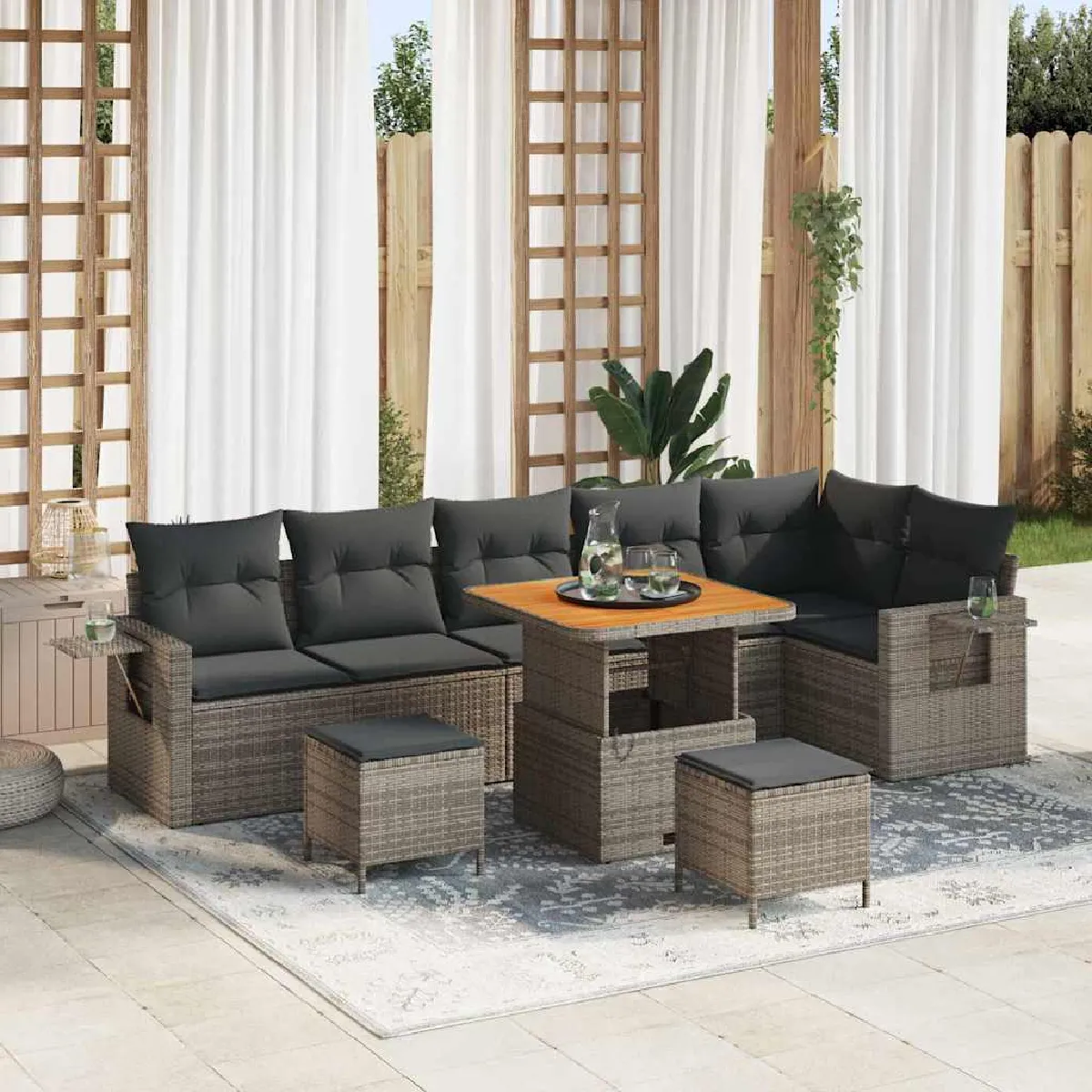 vidaXL Ensemble de canapé de jardin avec coussin 11 pcs polyrotin - vue 9