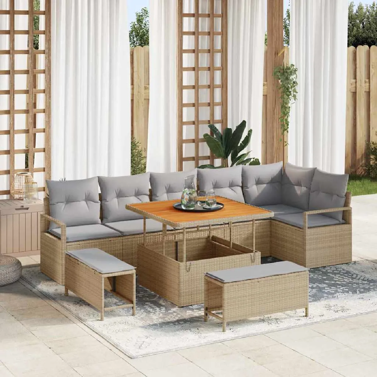 vidaXL Ensemble de canapé de jardin 9 pcs Poly rotin - vue 9