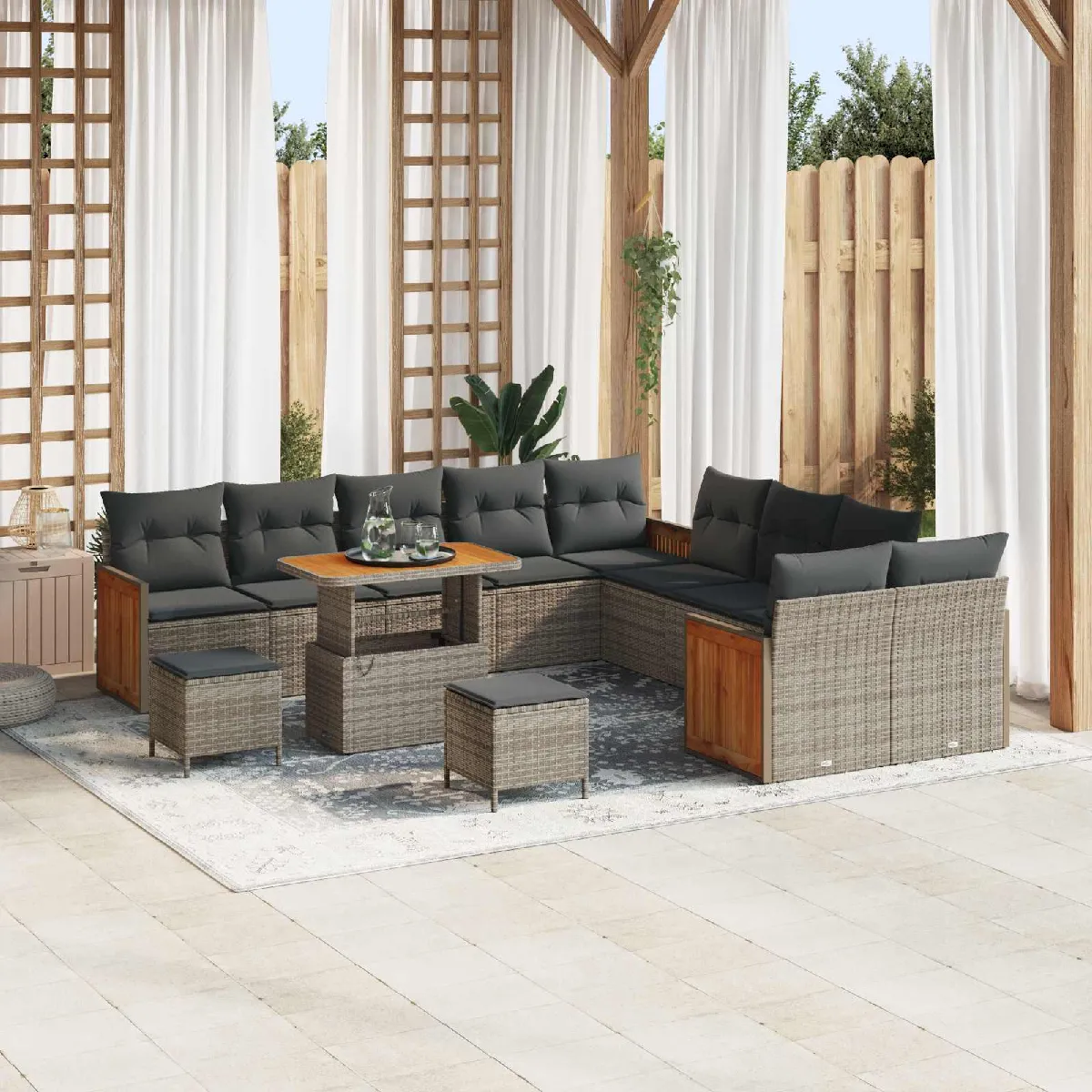 vidaXL Ensemble de canapé de jardin 13 pcs 110 x 55 x 71 cm - vue 9