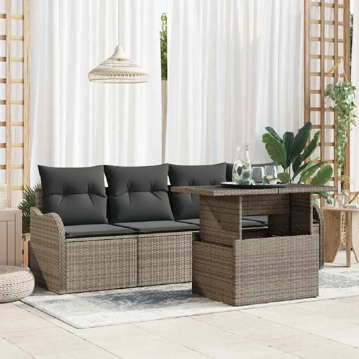 vidaXL Ensemble de canapé de jardin 5 pcs Poly Rattan - vue 7