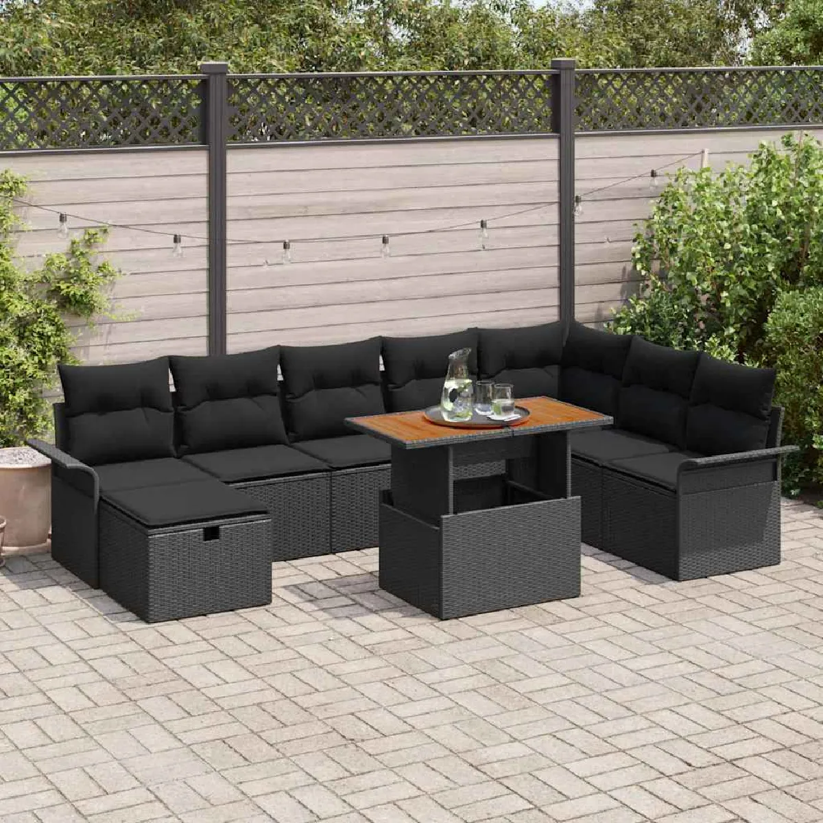vidaXL Ensemble de canapé de jardin 9 pcs polyrotin - vue 6