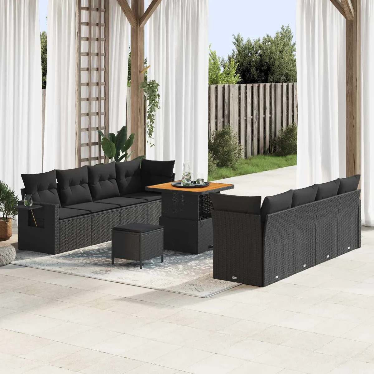 vidaXL Ensemble de canapé de jardin avec coussin 11 pcs polyrotin - vue 8