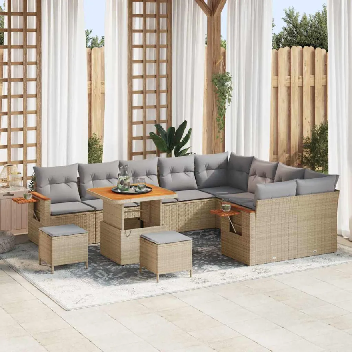 vidaXL Ensemble de canapé de jardin 12 pcs beige et gris clair