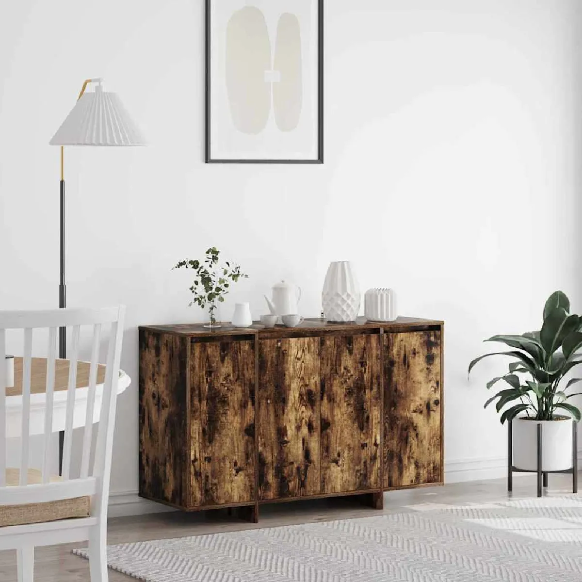 vidaXL Buffet Chêne Fumé 120x41x75 cm Bois d'Ingénierie - vue 2
