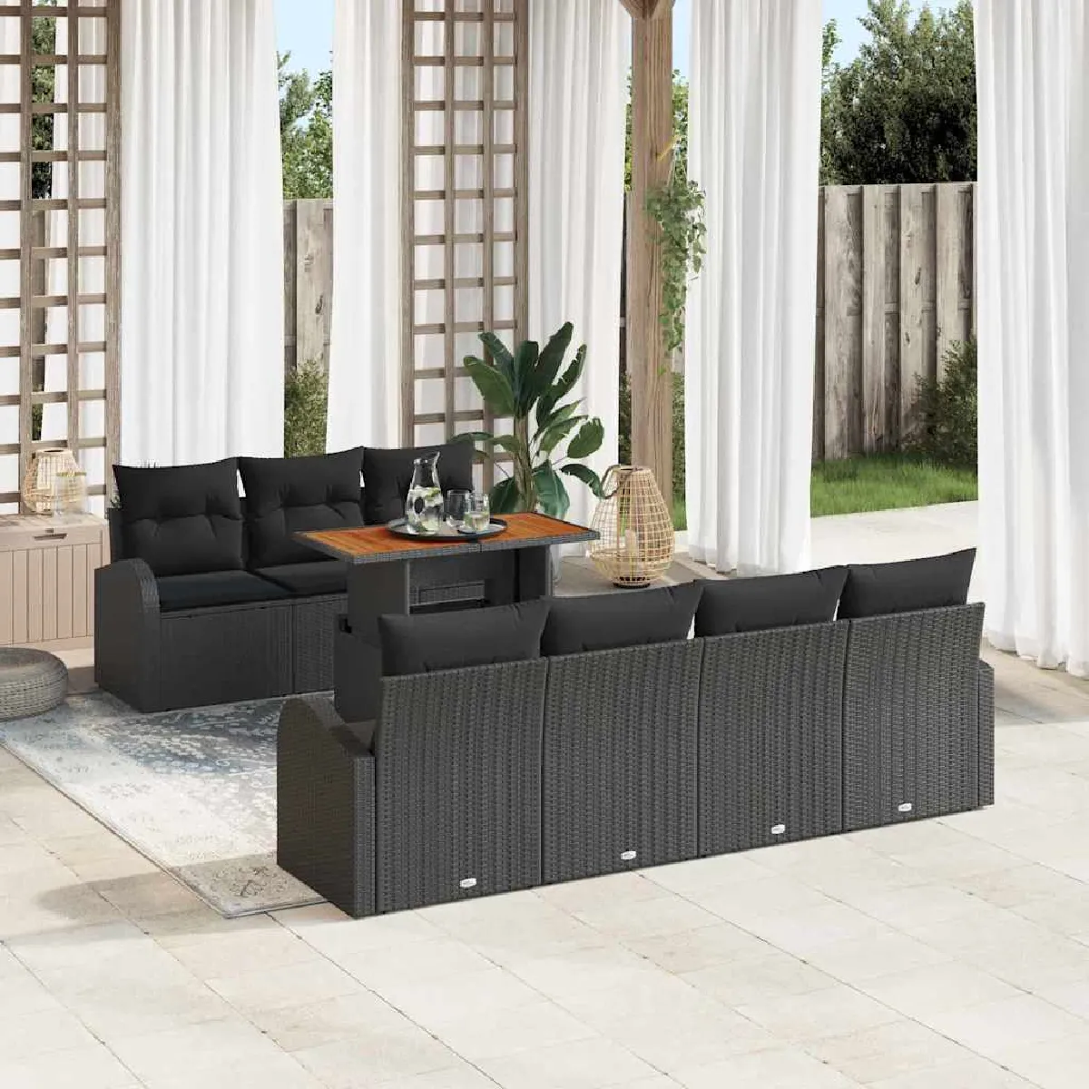 vidaXL - Ensemble de Canapés de Jardin - 8 Pièces - Noir - Image 3